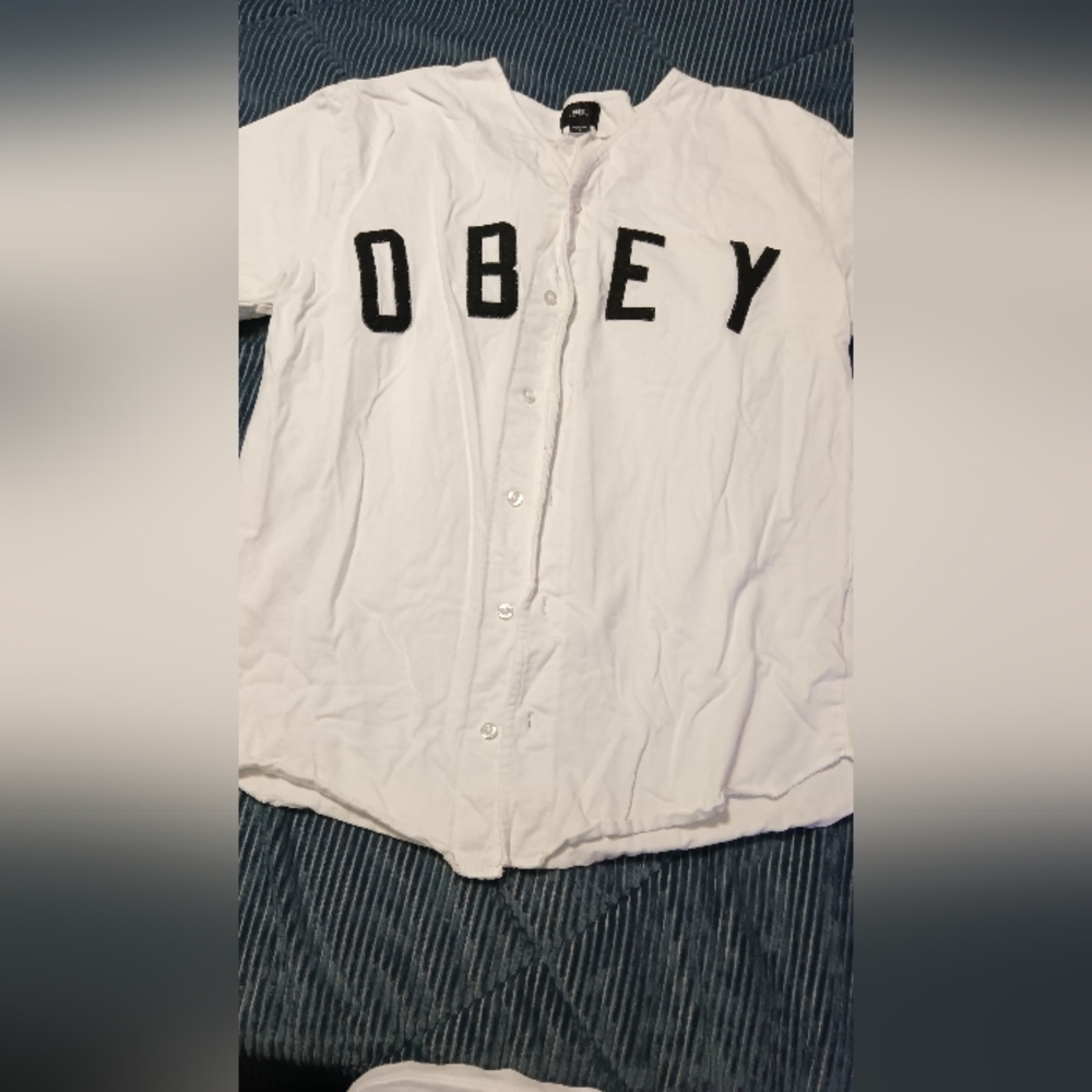 Obey button up tee